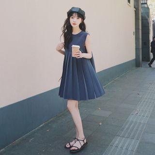 Sleeveless Pleated Mini A-line Dress