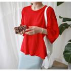 Batwing-sleeve Linen T-shirt