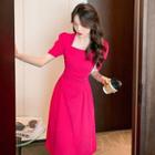 Short-sleeve Square-neck A-line Dress (various Designs)