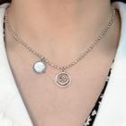 Alloy Smiley Face Pendant Choker 1 Pc - Silver - One Size