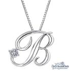 Initial Love 18k White Gold Diamond Pendant Necklace (16) - B