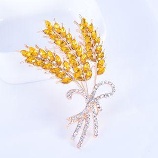 Wheat Rhinestone Alloy Brooch Yellow - One Size