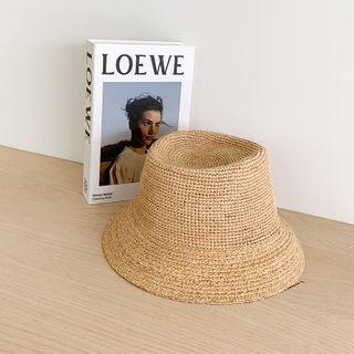 Raffia Porkpie Sun Hat Beige - One Size