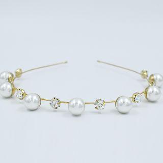 Crystal Faux-pearl Skinny Hair Band