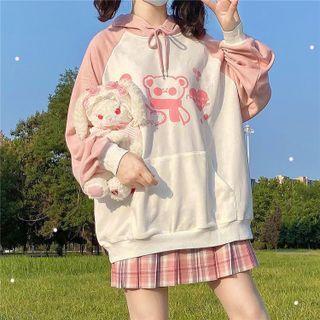 Graphic Print Hoodie White - One Size
