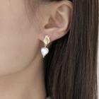 925 Sterling Silver Irregular Freshwater Pearl Dangle Earring 1 Pair - As Shown In Figure - One Size