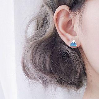 Sterling Silver Triangle Fuji Studs