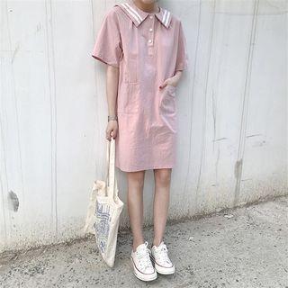 Striped Sailor Collar Short-sleeve Dress
