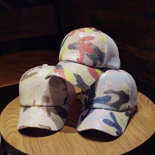 Color-block Sequined Baseball Cap