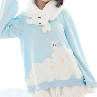Rabbit Applique Sailor Collar Sweatshirt / Rabbit Scarf