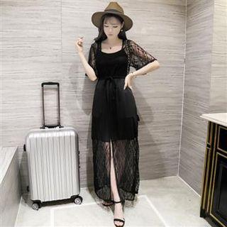 Drawstring Lace Long Cardigan