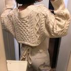 Cable Knit Cropped Top Off-white - One Size