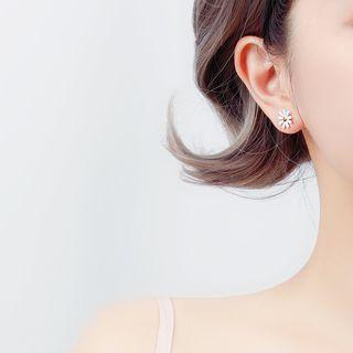 925 Sterling Silver Flower Stud Earring 1 Pair - As Shown In Figure - One Size
