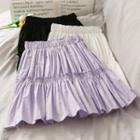 Ruffled-trim Ruched Mini Skirt