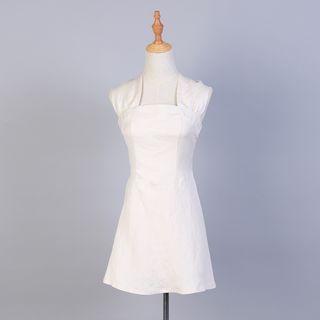 Halter-neck Bow Back A-line Dress