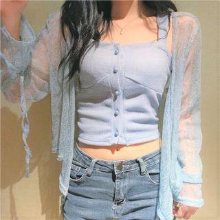 Lace Jacket / Button-up Cropped Camisole Top