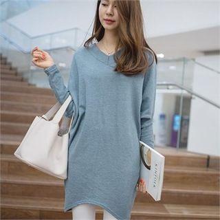 V-neck Dolman-sleeve Mini Dress
