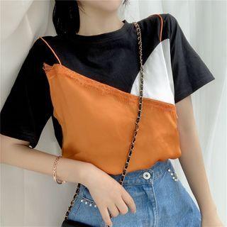 Color Block Mock Two Piece Top