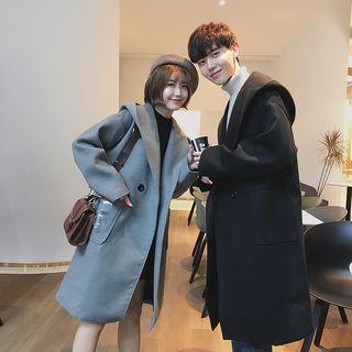 Long-sleeve Hooded Button Coat
