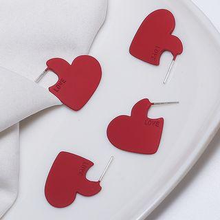 925 Sterling Silver Heart Earring 1 Pair - 925 Silver - One Size