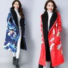 Fleece-lined Hooded Printed Coat