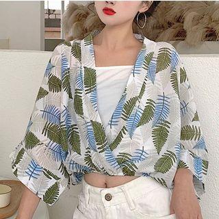Print Loose-fit V-neck Chiffon Blouse As Shown In Figure - One Size