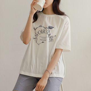 Letter Contrast-panel T-shirt