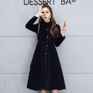 Corduroy Buttoned A-line Dress