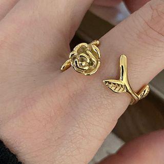 Rose Stainless Steel Open Ring 1 Pc - Gold - One Size