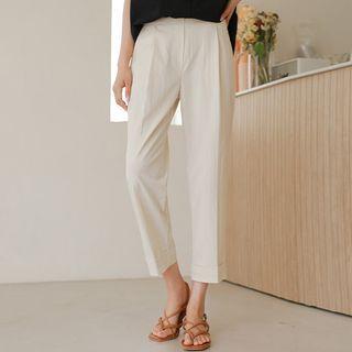 Pleated Cuff-hem Baggy Pants