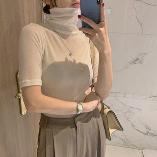 Turtleneck Long-sleeve Short-sleeve T-shirt T-shirt - One Size