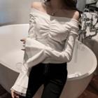 Bell-sleeve Off-shoulder T-shirt White - One Size