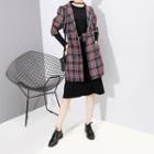 Plaid Double-breasted Elbow-sleeve Blazer