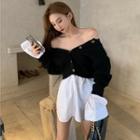 Mock Two-piece Boatneck Top As Shown In Figure - One Size