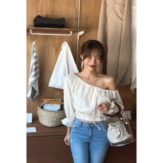 Off-shoulder Perforated Top