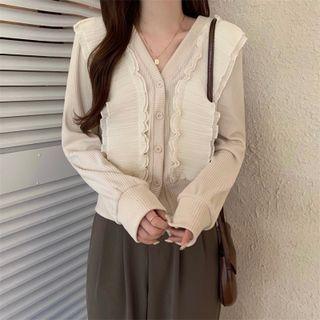 V-neck Ruffle Panel Blouse