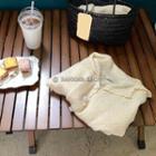 V-neck Plain Button-up Knit Top Yellow - One Size