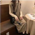Turtleneck Long-sleeve Top / Patterned Sleeveless Knit Dress