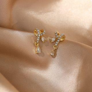 Bow Zircon Stud Earring As Shown In Figure - One Size