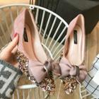 Bow Pointed Toe Block Heel Pumps