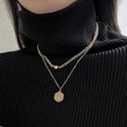 Disc Pendant Layered Necklace 1 Pc - Gold - One Size
