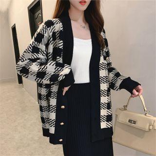 Plaid Cardigan Plaid - Black & White - One Size