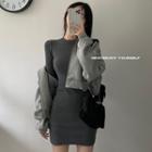 Hooded Zip Jacket / Long-sleeve Mini Bodycon Dress