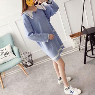 Sailor Collar Long-sleeve Knit Dress