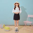 Band-waist Slit-front Mini Skirt