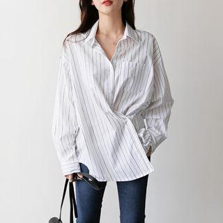 Wrap-front Pocket-detail Shirt In 2 Designs