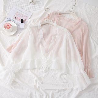 Tie-waist Ruffled Chiffon Shawl