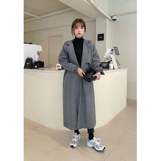 Trench-like Long Wrap Coat