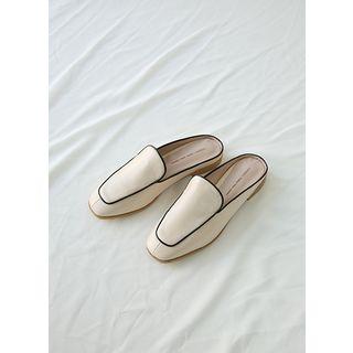 Contrast-piping Backless Loafers