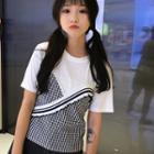 Plaid Panel Short Sleeve T-shirt